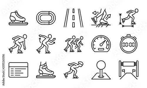 Speed Skating Icons, Sport Equipment, Race Elements