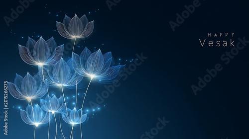 glowing lotus vesak lanterns floating upward