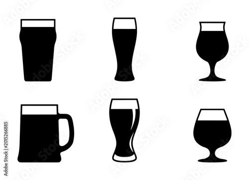 Photos Beer Glass Icons Set, Pint, Tulip, Pilsner, Mug, Brandy Snifter Vector Graphics