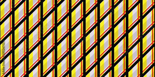 Fotografie Luxury Seamless Pattern with Modern Neon Yellow and Black Diagonal Rhombic Grid
