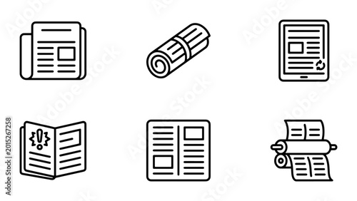 Bild auf Leinwand Newspaper Icons, News Vector Graphics, Media Symbols, Information Symbols, Print
