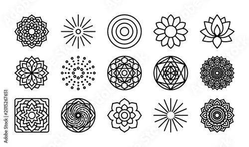 Photos Geometric Mandala Icons, Sacred Geometry Patterns, Spiritual Symbols, Yoga & Med