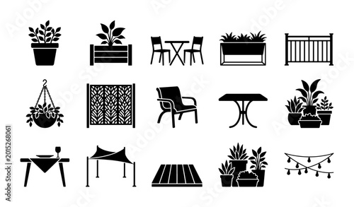 Fotografía Outdoor Living Icons: Garden Furniture, Planters, Decor, 15 Elements