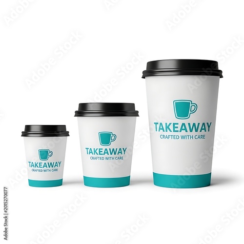 Takeaway coffee cups in different sizes.