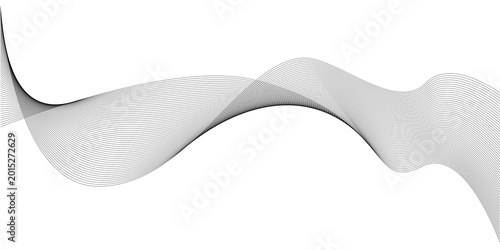 Abstract black wave lines background with a flowing dynamic curve on a white backdrop. JPEG version.