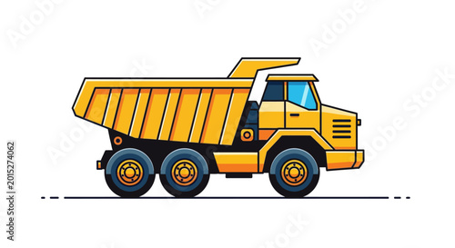 Foto Yellow Dump Truck Illustration Heavy Machinery for Construction and Mining