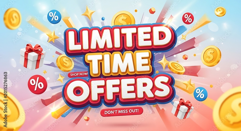 Fototapeta premium Limited Time Offers Discount Sale Advertisement.