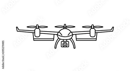 Foto Line Art Drone Icon with Camera - Futuristic Aerial Vehicle Illustration
