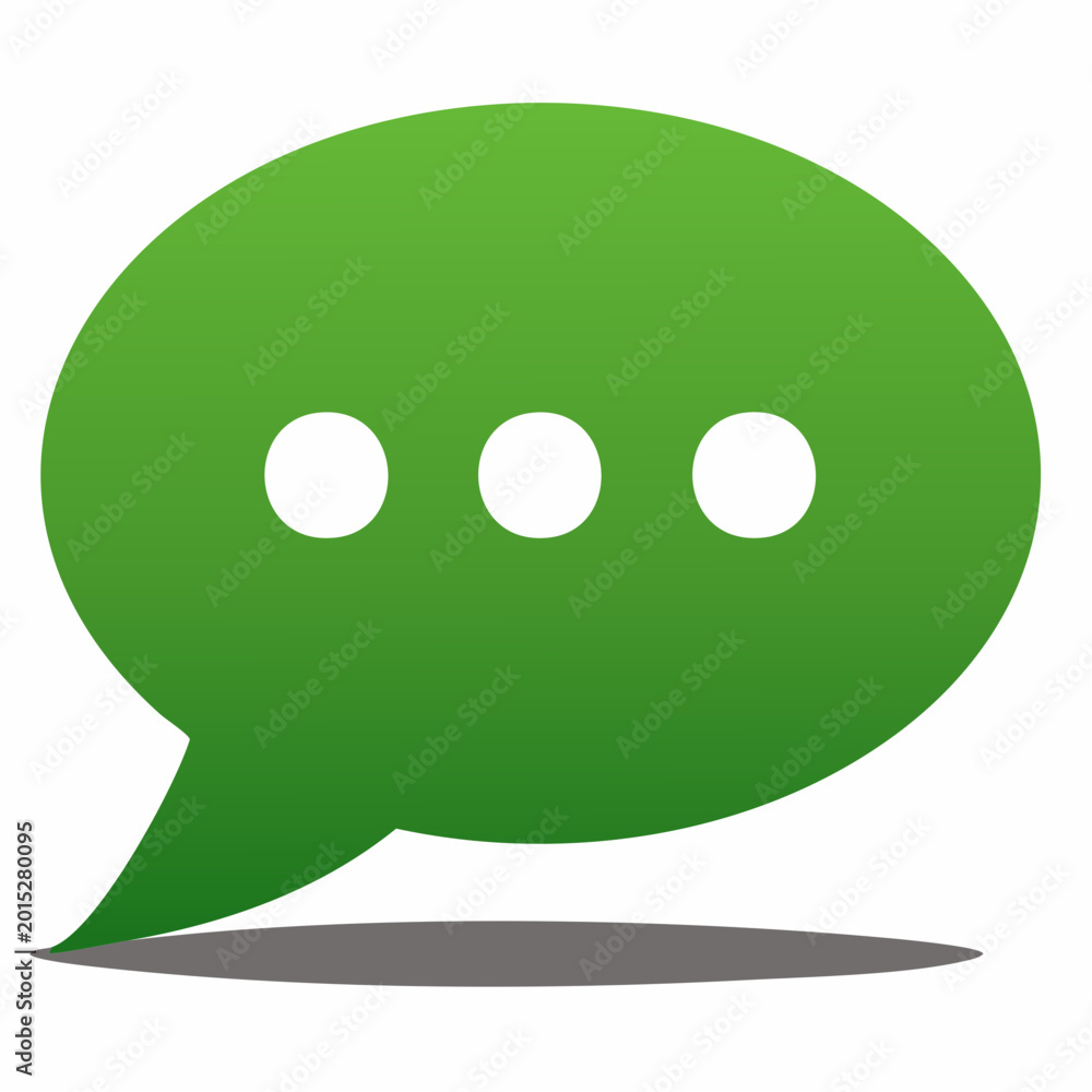 Fototapeta premium Green Speech Bubble Icon with Ellipsis