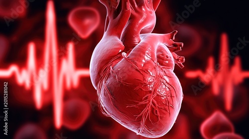 Atrial Fibrillation 3D medical illustration, abnormal irregular heart rhythm disorder, human heart anatomy showing chaotic atrial electrical activity, cardiovascular arrhythmia condition, 