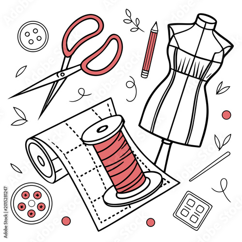 Картината върху платно Sewing tools and dressmaking accessories
