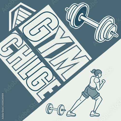 Canvastavla Gym clique logo with dumbbell and runner