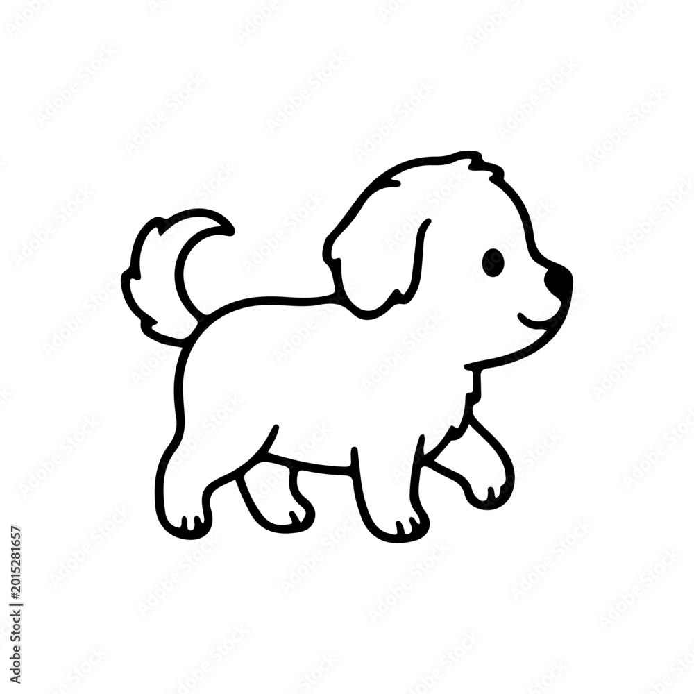 Fototapeta premium Line art paw dog doodle character