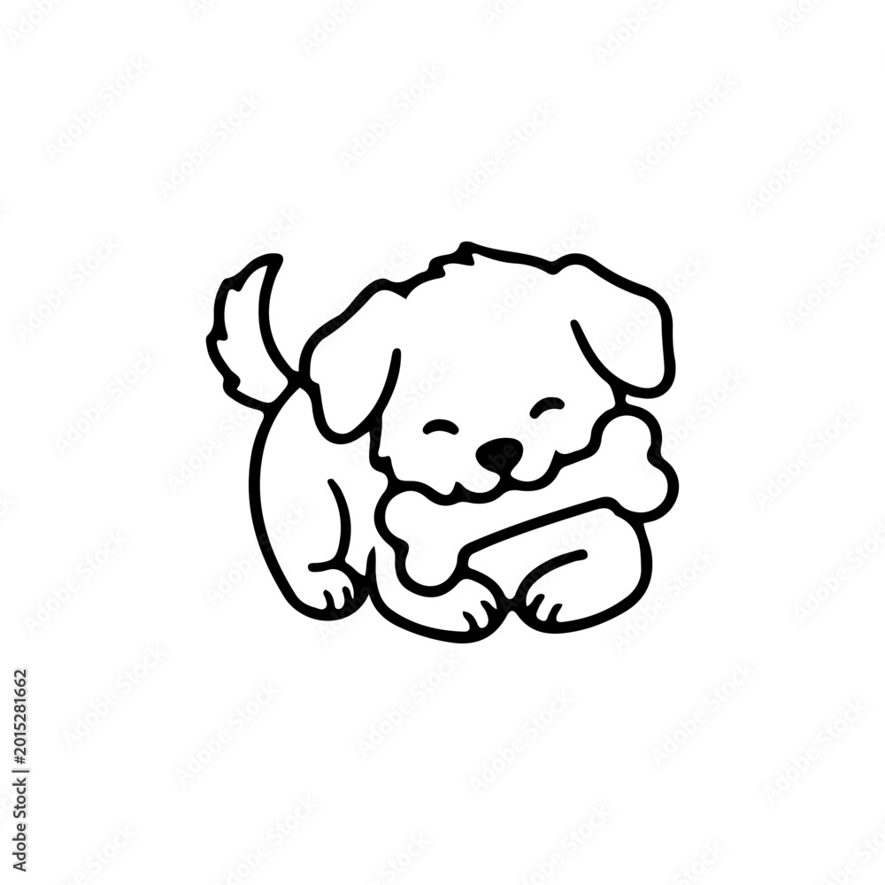 Obraz premium Line art paw dog doodle character