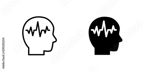Foto EEG, electroencephalography icons with a head, line and solid design