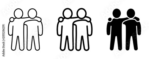 Obraz na plátne Friendship Icons, Two People Hugging, Support Symbol, Companionship Vector Art