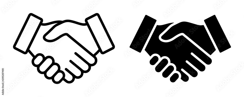 Obraz premium Handshake Icons, Partnership Symbol, Agreement Vector Graphics, Business Deal Clipart