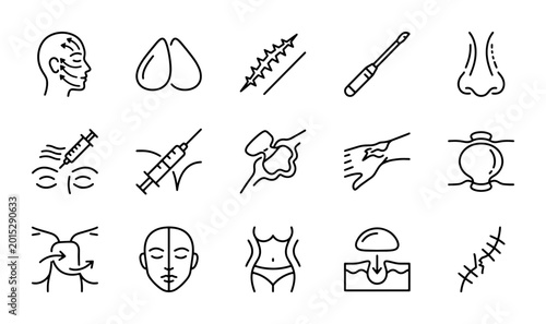 Tableau sur toile Cosmetic Surgery Icons, Plastic Surgery Vector Set, Medical Aesthetics Line Art