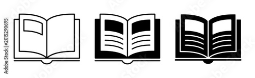 Tableau sur toile Open Book Icons, Reading Symbol Vector Set, Literature and Education Graphics