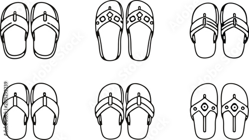 Φωτογραφία Flip flop collection six line art footwear designs