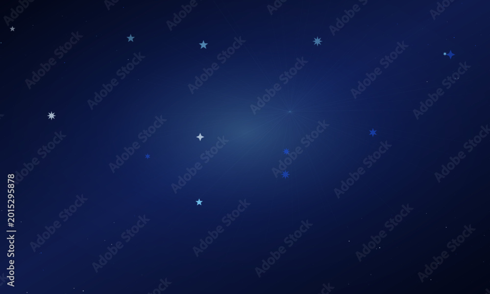 Fototapeta premium Abstract Blue Gradient Background with Sparkling Stars and Glowing Light Particles - Celestial Night Sky and Magical Space Texture for Creative Graphic Design