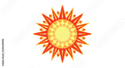 Cuadro en lienzo Orange Sun Pattern Handmade Isolated Clipart Design X-stitch Embroidery Sewing I