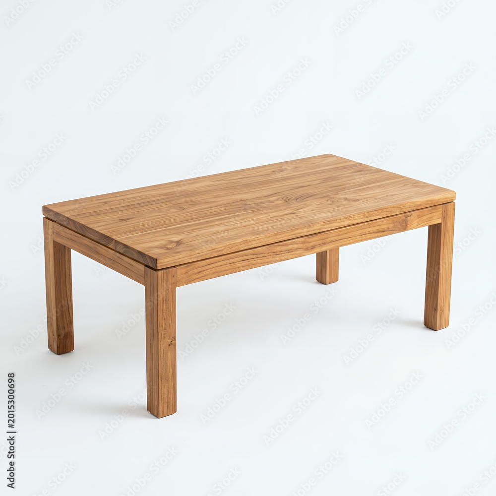Fototapeta premium Minimalist wooden coffee table with clean rectangular shape for modern living room.