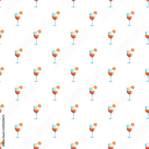 Foto Orange cocktail aperitif glasses creating a seamless pattern on white background