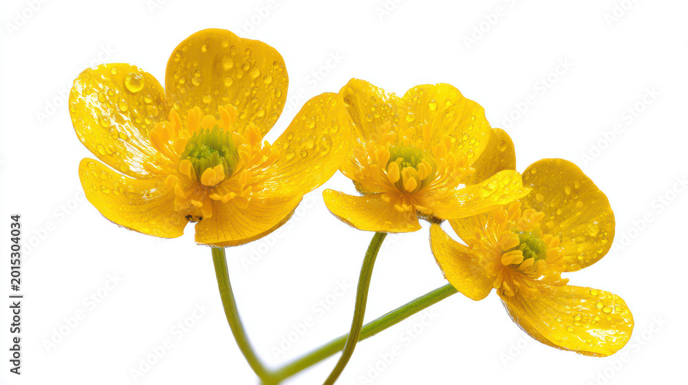 Fototapeta premium small shiny yellow buttercup wildflower in nature