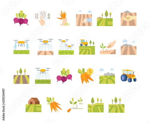 Agriculture and Farming Line Icon Set