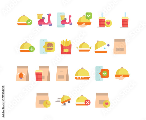 Fast Food and Online Delivery Icons Set