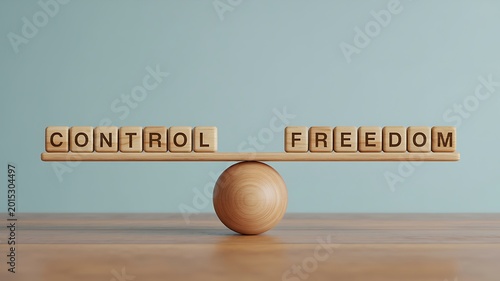Symbolic representation of the delicate balance between control and personal freedom concepts