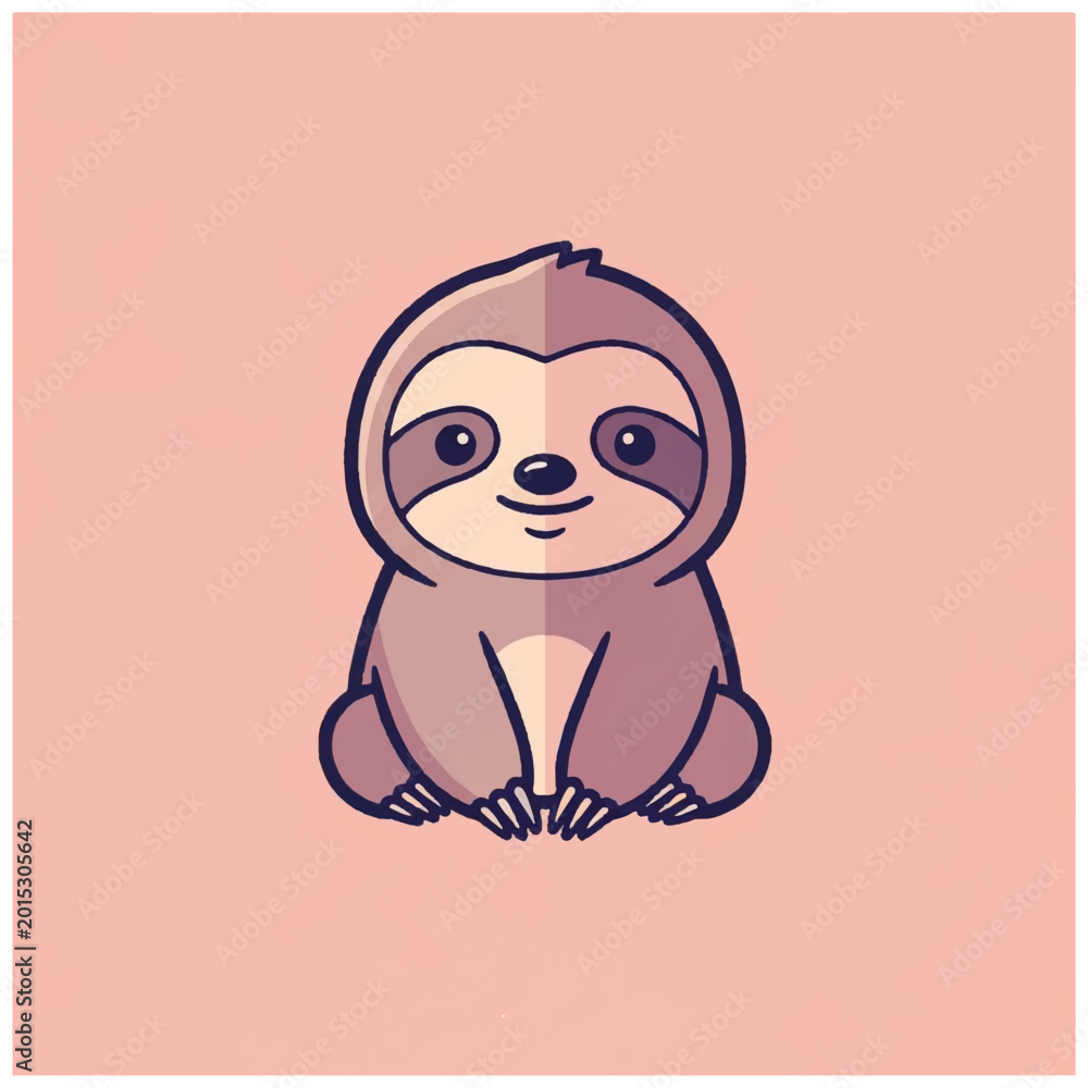 Obraz premium Cute Cartoon Sloth Wearing Hoodie.
