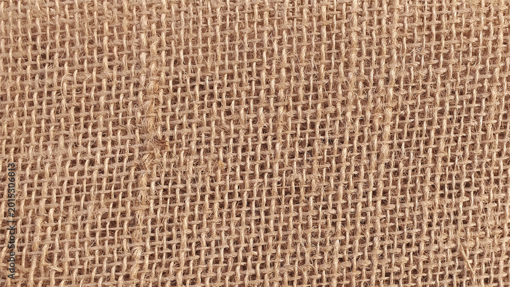 Fototapeta premium Rough texture of burlap background. Textile burlap horizontal background with natural texture