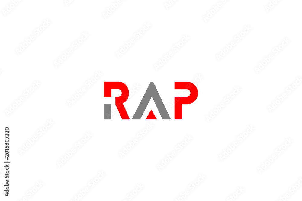 Obraz premium Modern RAP Letter Logo: Creative Red and Grey Geometric Typography for Corporate Branding Identity