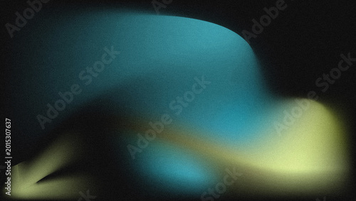 Abstract composition featuring soft curves and gradients of blue, teal, and yellow against a dark background, creating a fluid and dynamic visual experience