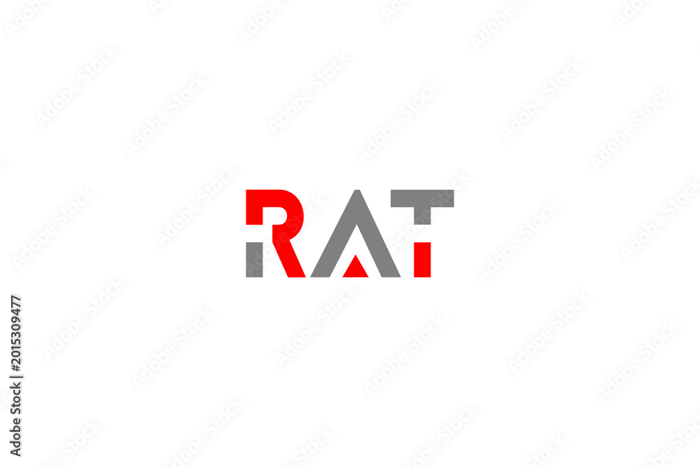 Obraz premium Modern RAT Lettermark Logo: Professional Red & Grey Geometric Typography for Tech and Security Brands