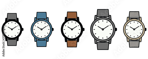 Photos Wrist watch set with different leather and metal strap styles icon