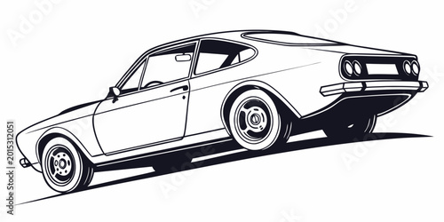 Photos Classic sports coupe car line art illustration in rear view vintage automobile o