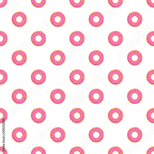 Tableau sur toile Sweet pink donuts arranged in a repeating seamless pattern