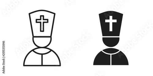 Tableau sur toile Pope icon in line design. editable stroke icon vector. EPS10