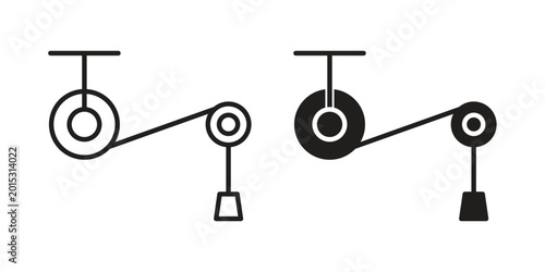 Obraz na płótnie Pulley icon in line design. editable stroke icon vector. EPS10