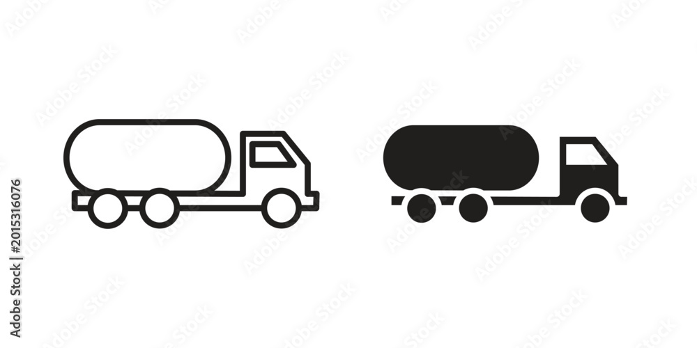 Fototapeta premium Tank truck icon in line design. editable stroke icon vector. EPS10