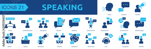 Foto Speaking icon collection set glyph color