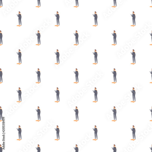 Foto Scuba diver men stand in full wetsuit uniform creating a repeating pattern