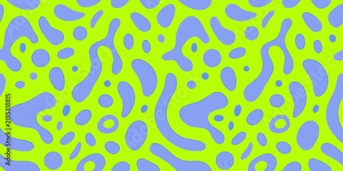 abstract fluid pattern with blue shapes on lime green background