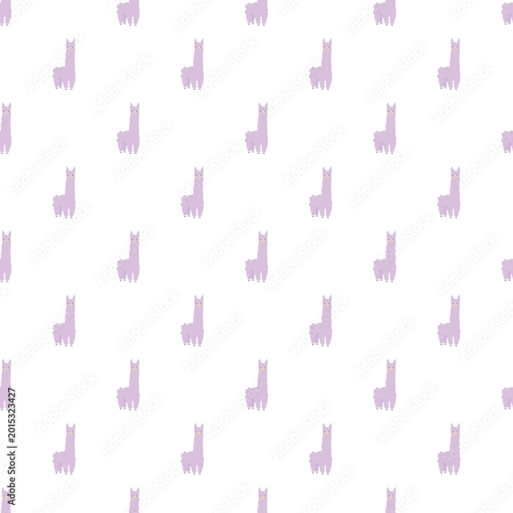 Fototapeta premium Repeating purple llama characters creating a fun animal background