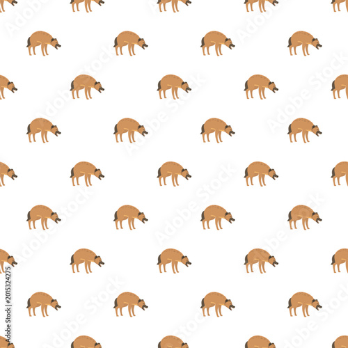 Canvas Print Cute scavenging hyena wild animals repeated on a seamless background pattern