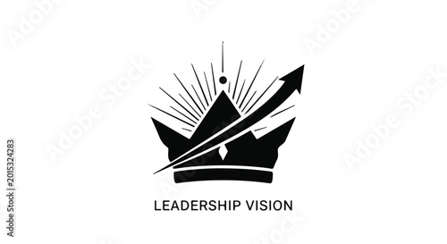 Crown icon features an upward arrow to signify growth and successful leadership vision.