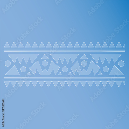 Glass effect a blue gradient background with a white geometric pattern design element, featuring triangles and circles in a repeating motif, isolated on blue background morphism